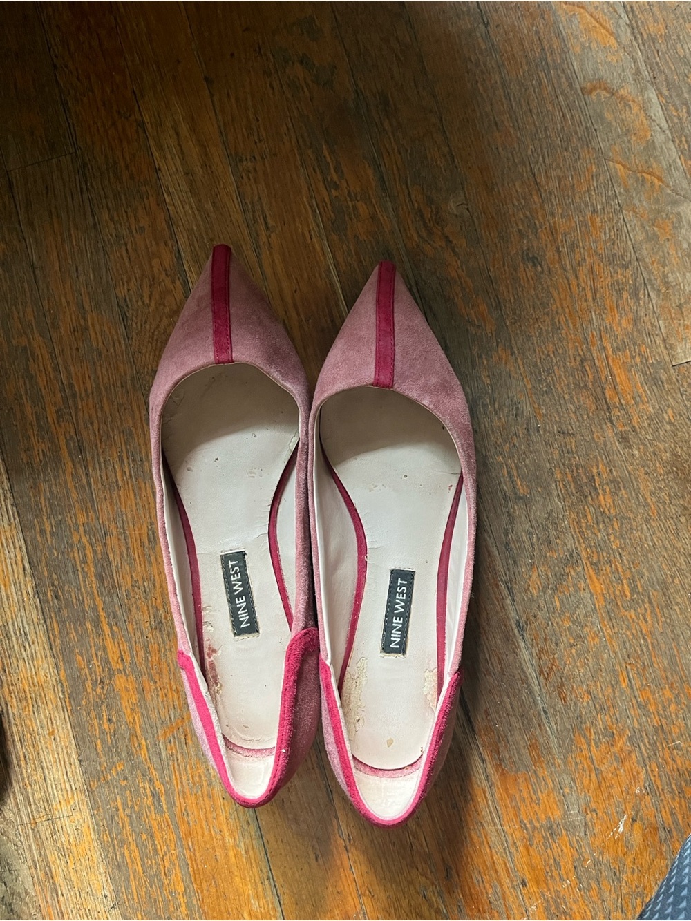 Nine West Two-Tone Pink Pointed Toe Flats